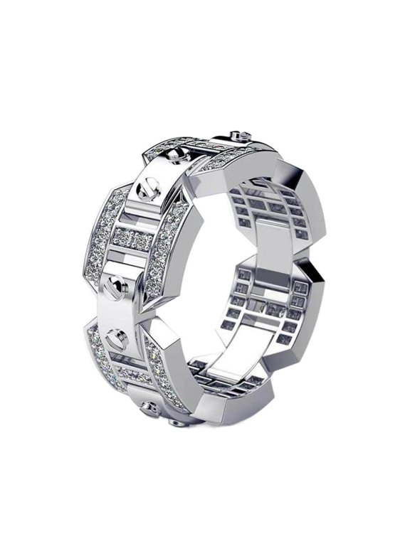 Mens Titanium Ring Wedding Band Cubic Zirconia Accessories Punk Style Ring With White Gift Box