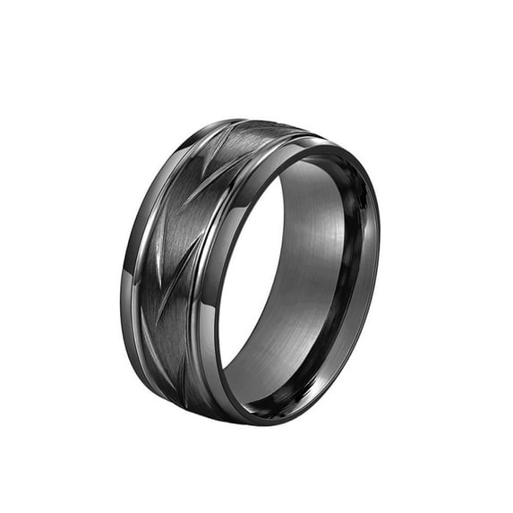 PERITANG Mens Titanium Ring Wedding Band Simple Ring Fashion Texture Minimalist Design Ornament Daily Wear With White Gift Box
