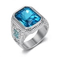 thumbnail image 1 of PERITANG Mens Titanium Wedding Ring AAAAA Cubic Zirconia Modern Comfort Fit Statement Band With White Gift Box Packaging, 1 of 9
