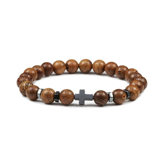 PERITANG Mens and Women Bracelet Bracelet for Men Onyx Tigers Eye Beaded Bracelet Religious Christian Bracelet Anniversary Gifts for Men Dad Husband Mens Jewelry