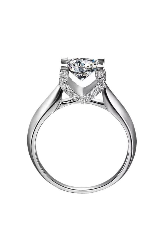 Moissanite Four-Claw Cow Head Japanese and Korean Crown Imitation Women's Texture Comfortable Ring Proposal High Quality