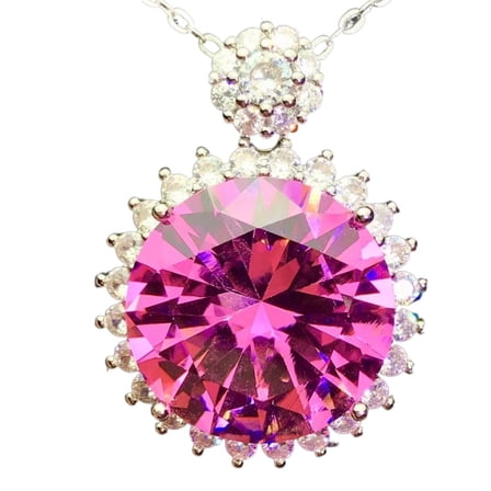 PERITANG Non-Fading 79 Carat Moissanite Pink Pendant Necklace Jewelry Gift for Wife With White Gift Box