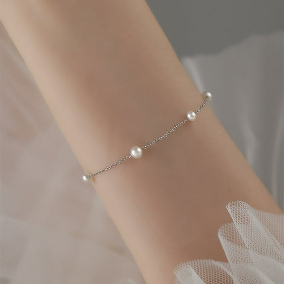 PERITANG Pearl 925 Sterling Silver Bracelets for Women, Fashion Adjustable Slider Unique S925 Bracelet Jewelry For Wedding Gifts