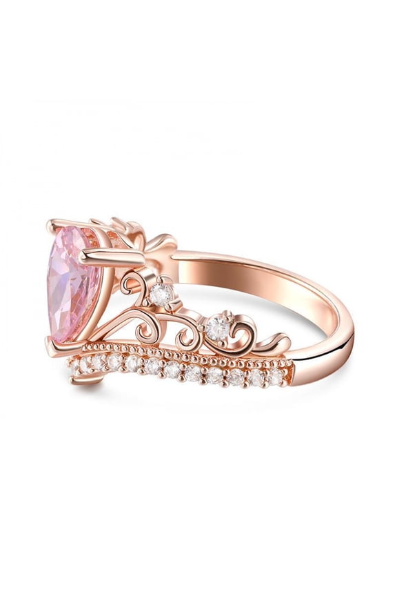 Pink Moissanite Edge White Moissanite V-shaped Ring Women Shape Heart Mother's Day Ring