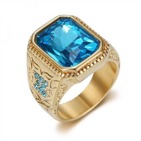 PERITANG Titanium Mens Comfort Fit Statement Wedding Band CZ Gemstone Ring Jewelry With White Gift Box Packaging
