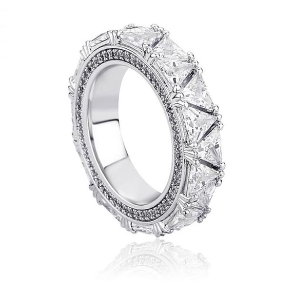 PERITANG Titanium Mens Comfort Fit Wedding Band CZ Engagement Ring Statement Gift Husband With White Gift Box Packaging