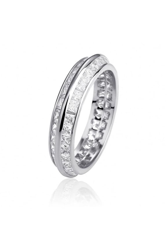 Titanium Mens Statement CZ Wedding Band Comfort Fit Jewelry Gift Anniversary With White Gift Box Packaging