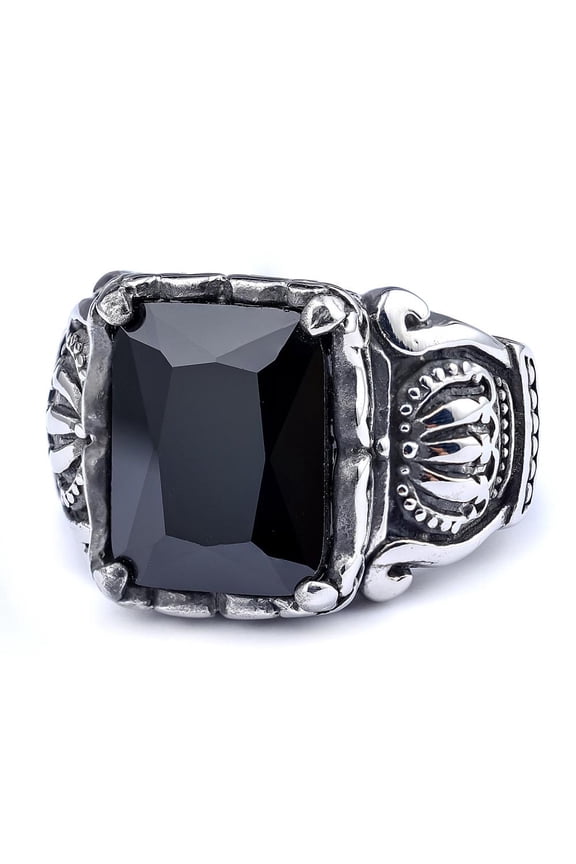 Titanium Mens Statement Engagement Ring CZ Comfort Fit Wedding Band Jewelry With White Gift Box Packaging
