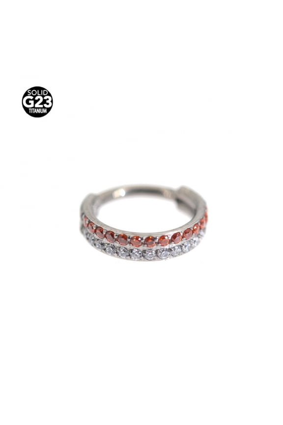 Titanium Micro Cubic Zirconia Hinged Nose Hoop Ring Body Jewelry Unisex