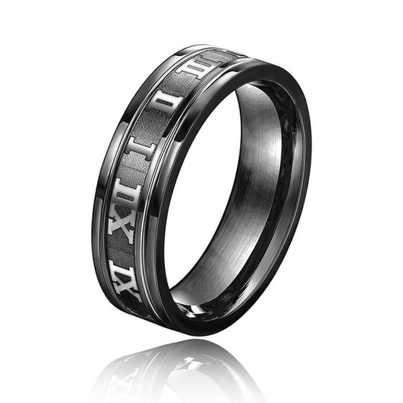 PERITANG Unisex 14K Black Gold Plated Roman Numerals Band Ring for Both ...