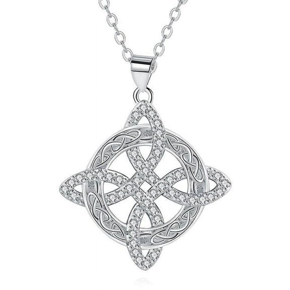 PERITANG Witches Knot Necklace Hecate Goddess of Witches with Celtic Knot Design Pendant Necklace Goddess Jewlery Tetragrammaton Collar De Amuleto De Proteción Stainless Steel with Aritificial Ge