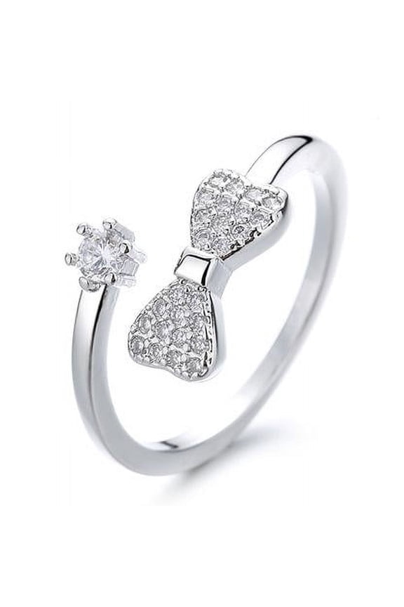 Women 925 Sterling Silver Butterfly Six Claws Cubic Zirconia Thumb Ring Stress Anxiety Rings Women's Jewelry Lady Birthday Mother's Day Gifts