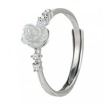 PERITANG Women 925 Sterling Silver Flower Peony Cubic Zirconia Thumb Ring Stress Anxiety Rings Women's Jewelry Lady Birthday Mother's Day Gifts