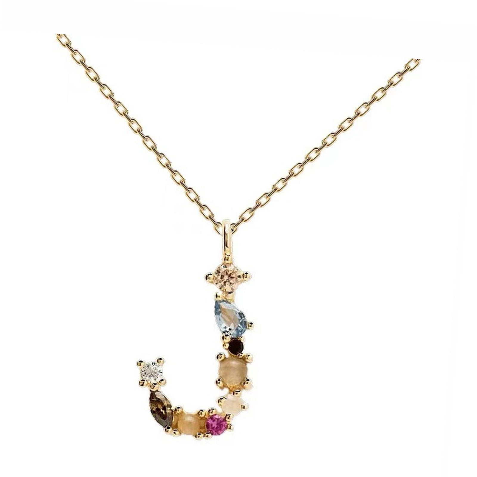 PERITANG Women's Letter J 14K Gold-Plated Initial Cable Chain Necklace ...