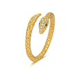 White Baby Python Snakes PERITANG Womens 14K Gold Plated Snake Open Ring with Green and White ...