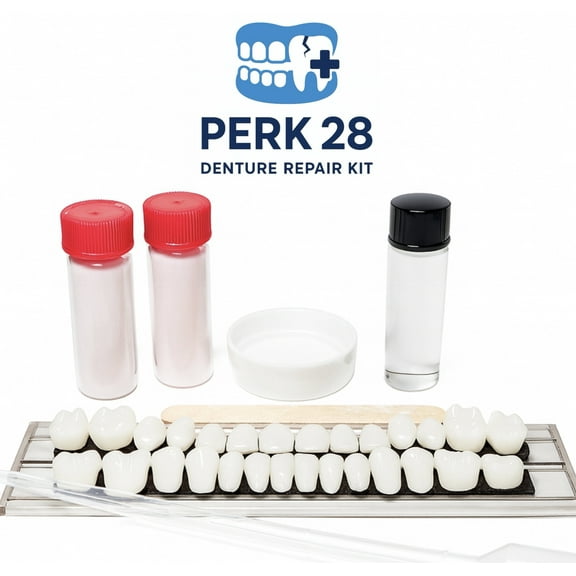 PERK Denture Repair Kit with 28 Denture Teeth