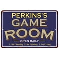 thumbnail image 1 of PERKINS'S Blue Game Room Gift Sign Metal Wall Decor 12x18 112180002354, 1 of 1