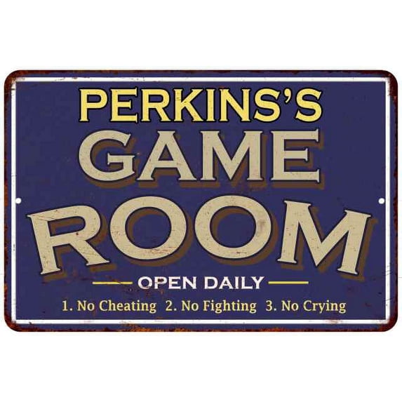 PERKINS'S Blue Game Room Sign Metal Wall Decor 8x12 208120002354