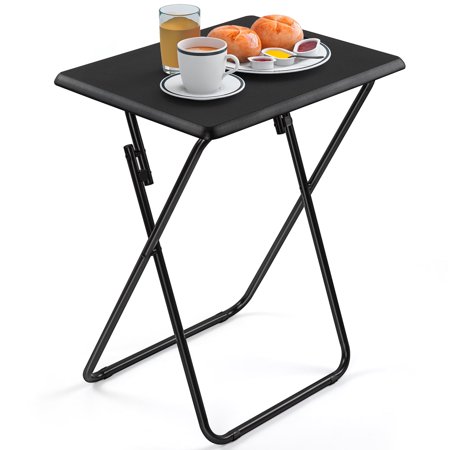 PERLESMITH Folding TV Tray Table, End Table, Eating/Snack Table for Bed & Sofa, One Size Black