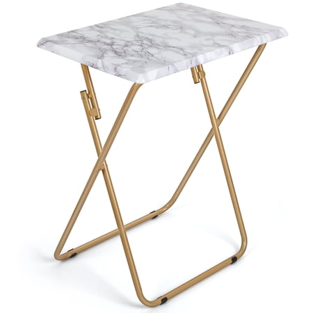 PERLESMITH Folding TV Tray Table, End Table, Eating/Snack Table for Bed & Sofa, One Size-Marbling