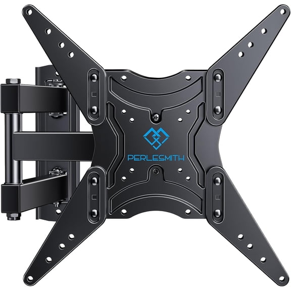 PERLESMITH Full Motion TV Wall Mount for 27-60 Inch Flat & Curved TVs, Single Stud TV Mount with Articulating Swivel Tilt - Wall Mount TV Bracket VESA 400x400mm up to 77 lbs, Perfect Center Design