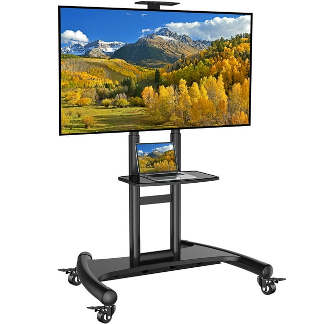 PERLESMITH Rolling TV Stand Mobile TV Stand Cart with Wheels, Height ...