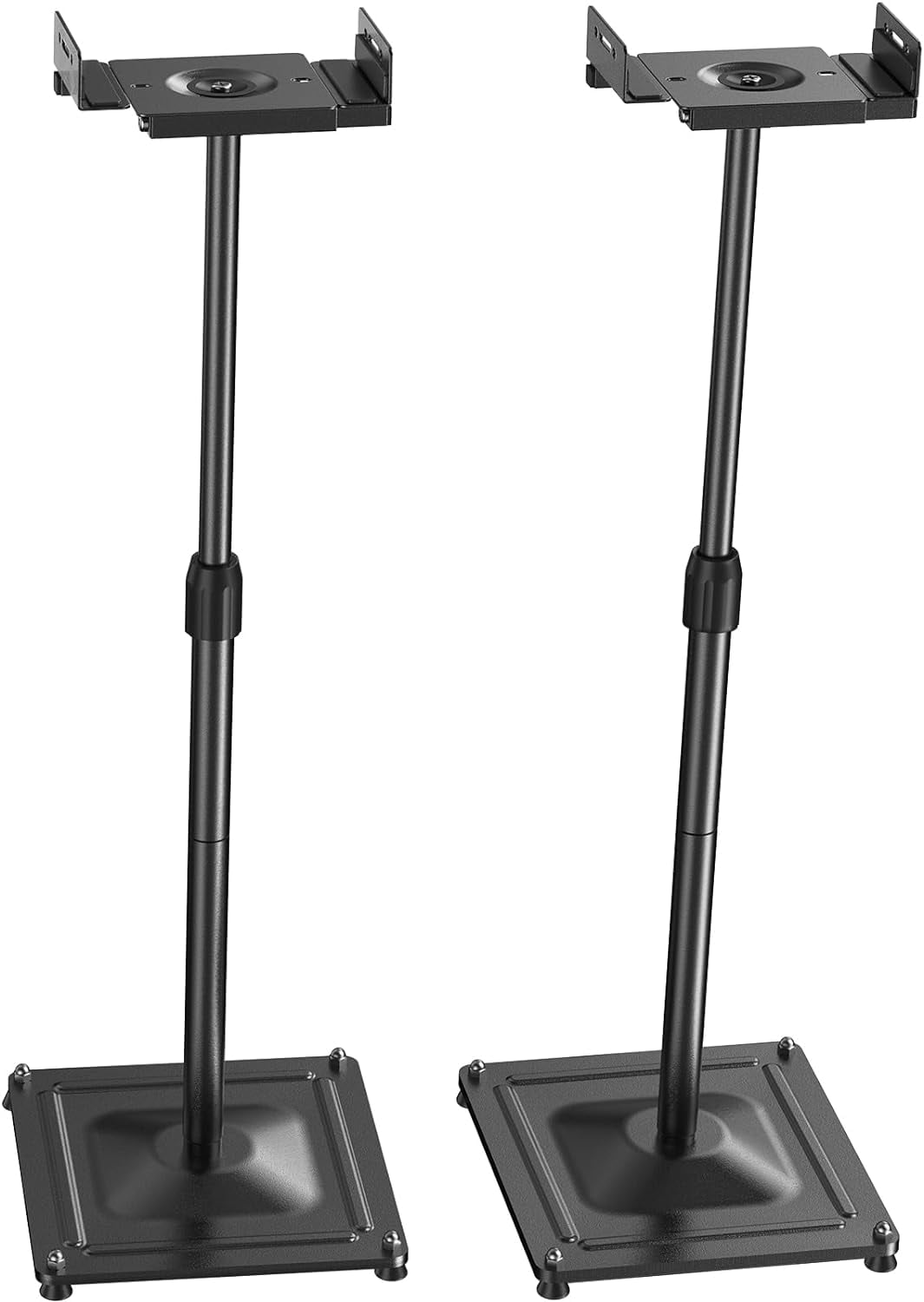 Black Adjustable Universal Speaker Stands for Satellite and Bookshelf Speakers
