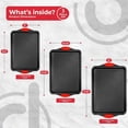 thumbnail image 1 of PERLLI Non-Stick 6-Piece Baking Pan Set, BPA-Free Carbon Steel Bakeware Set with Silicone Handles, Stackable Kitchen Oven Set, Cookie Sheet, Baking Tray, Baking Sheet Set, Oven Safe (446 ° F), 1 of 6
