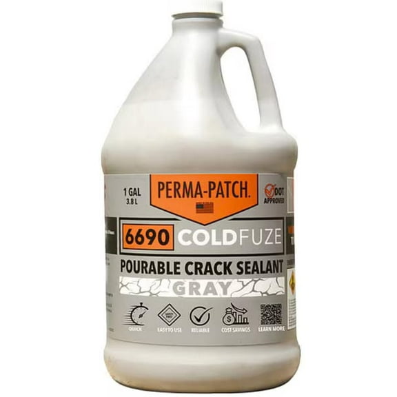 PERMA-PATCH Crack Filler: 6690 ColdFuze, Gray, Asphalt, 128 oz Container Size, Jug