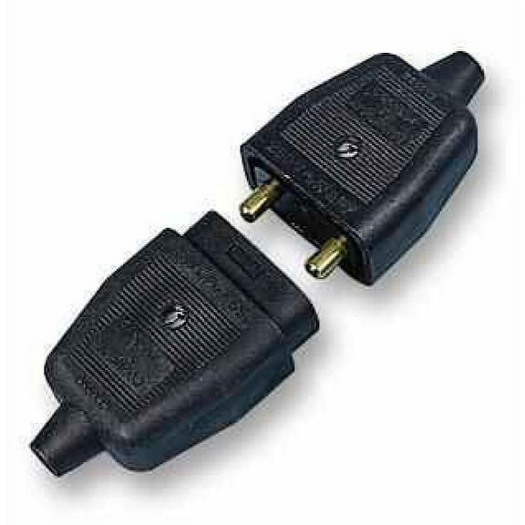 PERMAPLUG - 10A Rewireable 2-Pin Plug & Socket In-Line Power Connector, Black