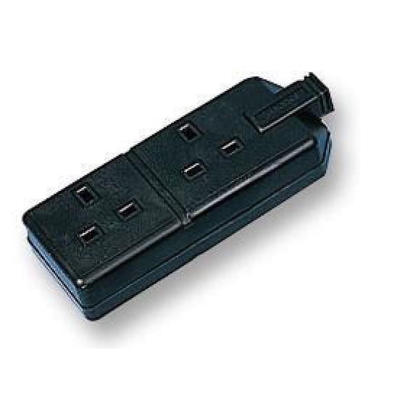 PERMAPLUG - 2 Gang Heavy Duty Rubber Trailing Socket, Black