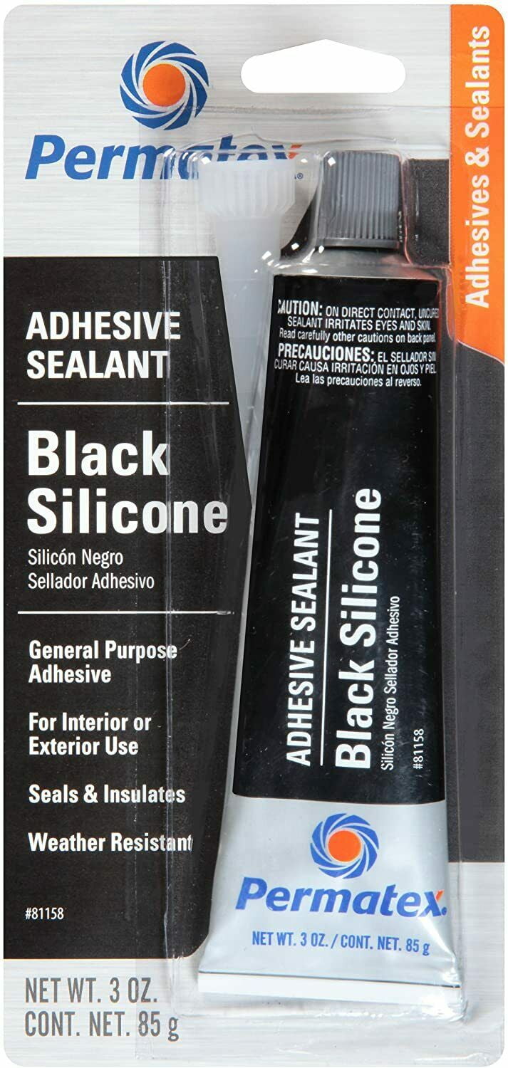 Permatex Black Silicone RTV Adhesive Sealant, 3 oz Tube