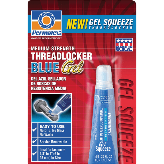 PERMATEX Medium Strength Gel Squeeze Threadlocker - Pack of 2  Residential Use, Standard Application