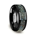 thumbnail image 1 of PERMIAN Blue Dinosaur Bone Inlaid Black Ceramic Beveled Edged Ring - 4mm or 8mm, 1 of 3