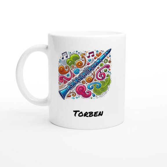PERNALIZED CLARINET MUG - oz Ceramic Mug, Present music enthusiast, birthday gift, band practice.