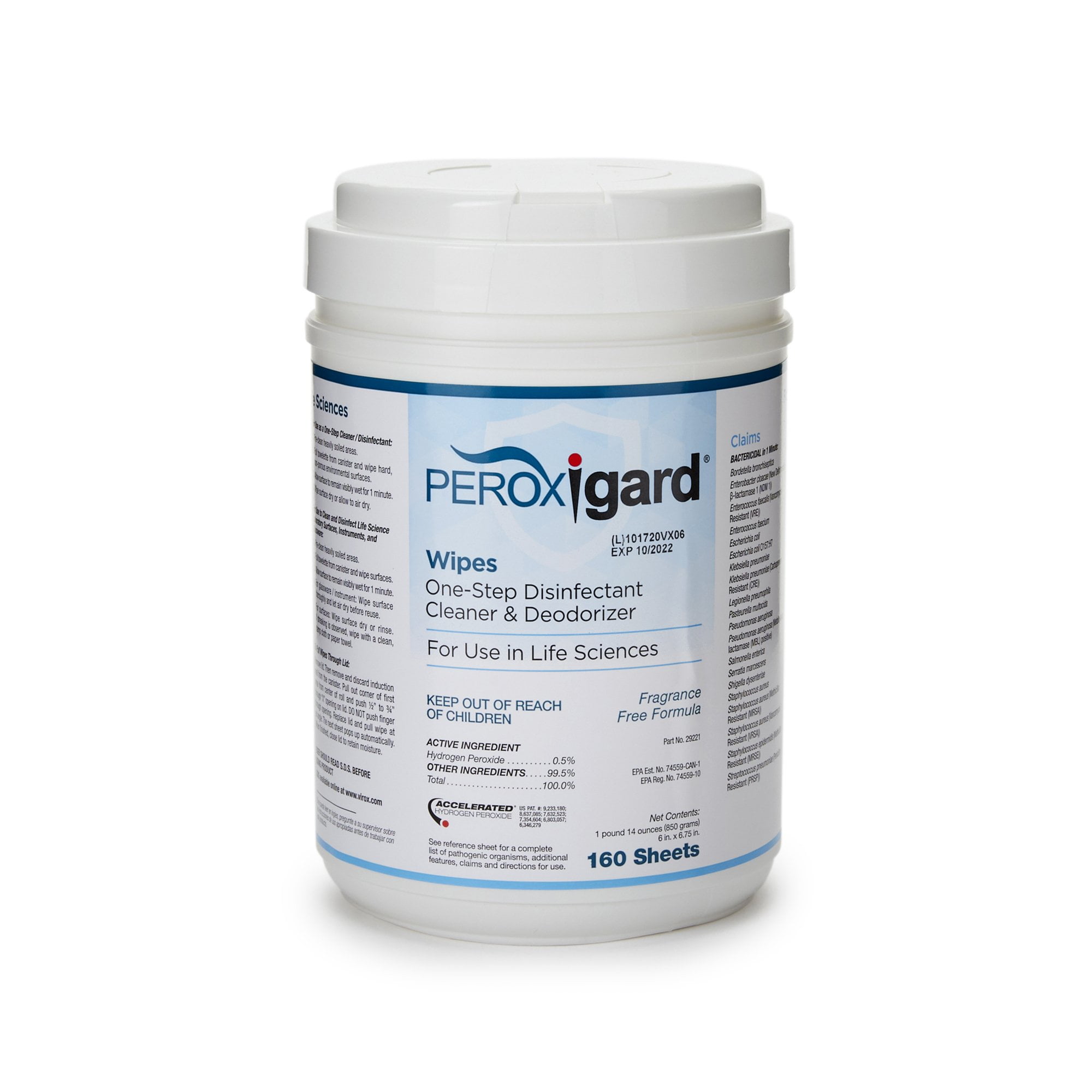 PEROXigard Surface Disinfectant Wipes with Hydrogen Peroxide, Light