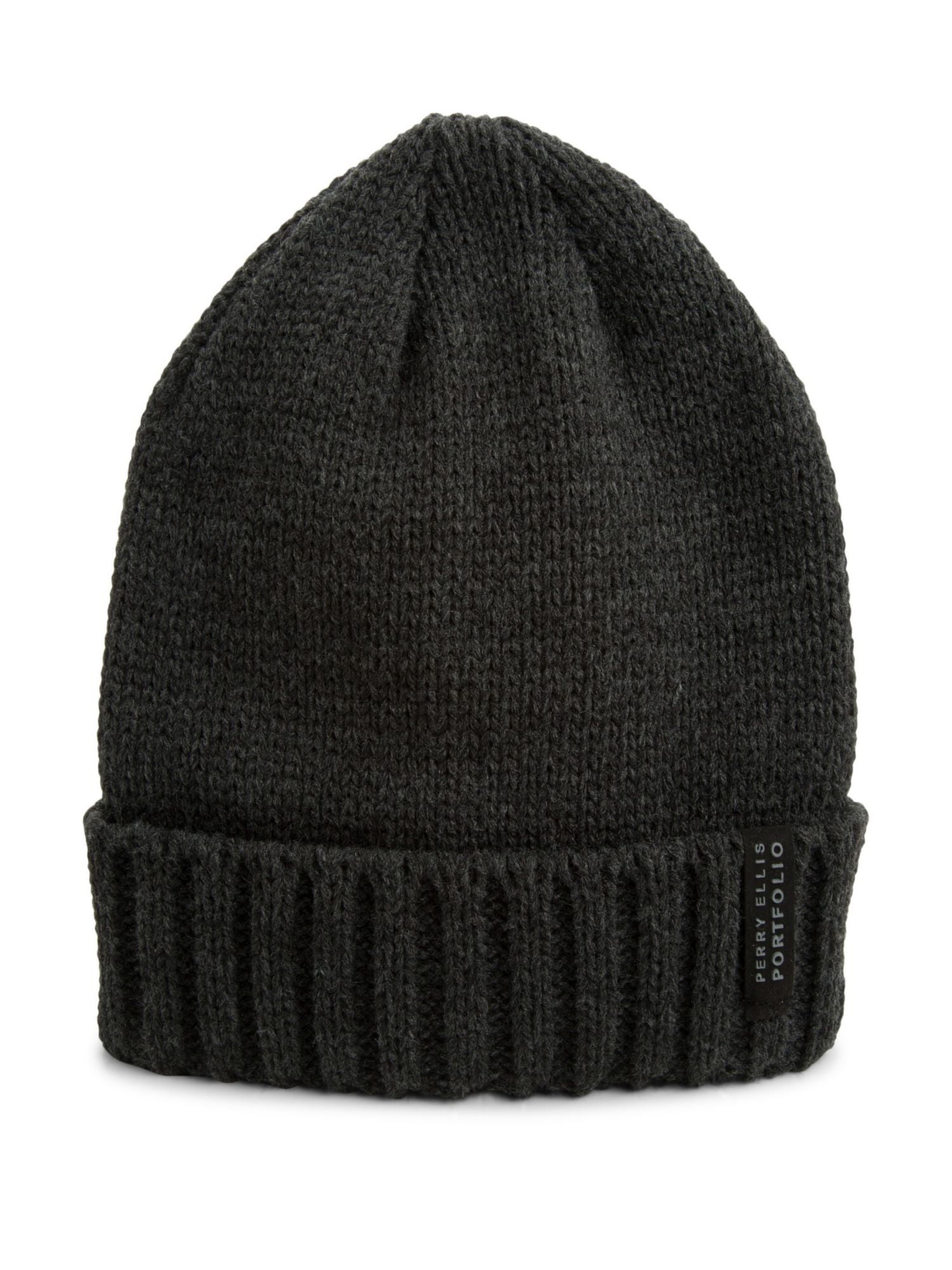 PERRY ELLIS Gray Acrylic Fitted Chunky Winter Beanie Hat Cap