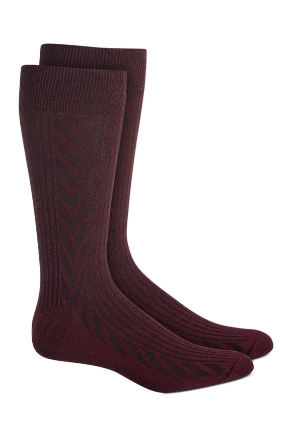 Maroon Chevron Marled Textured Dress Crew Socks