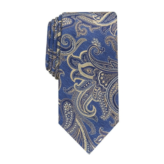 PERRY ELLIS Mens Yellow Paisley Slim Neck Tie