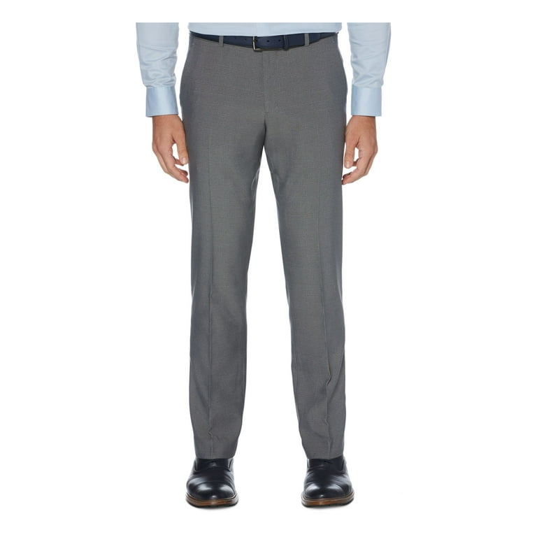 PERRY ELLIS PORTFOLIO Mens Gray Stretch Check Slim Fit X Tech Moisture Pants 40W 32L
