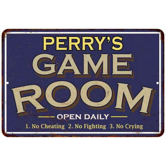 PERRY'S Blue Game Room Sign Metal 12 x 18 Matte Finish Metal 112180002355