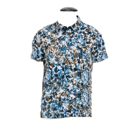 PERRYELLIS Paint Print Polo SHORT SLEEVE  Bright White  S