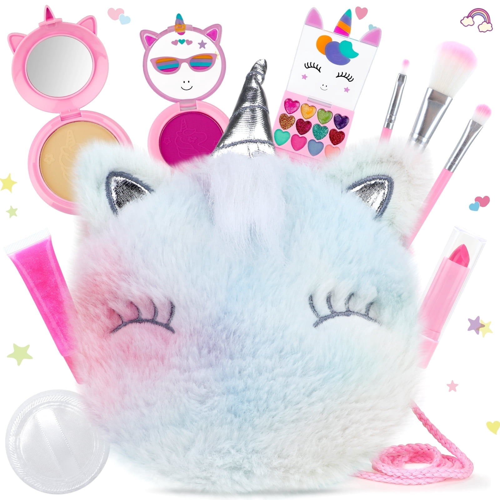 PERRYHOME Kids Makeup Set, Unicorn Washable Makeup Kit for Girls 3-12 ...