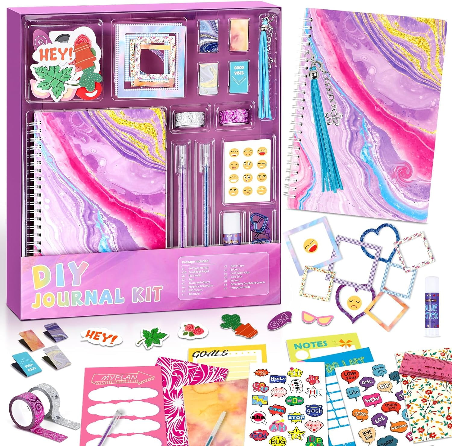 PERRYHOME DIY Journal Kit, 68pcs Journal Set for Teenage Girls and ...