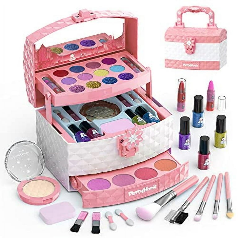PERRYHOME Kit de maquillaje infantil para niña, 35 piezas, cosméticos  reales lavables, juego de maquillaje para niñas pequeñas, juego de  maquillaje