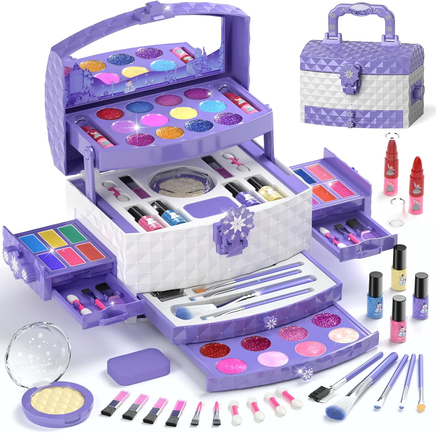 PERRYHOME Kids Makeup Kit for Girl, Kids Makeup Toys WashableLittle Girls Princess Make Up Toys for 4 5 6 7 8 9 Year Old Girl Birthday Gift (Purple)