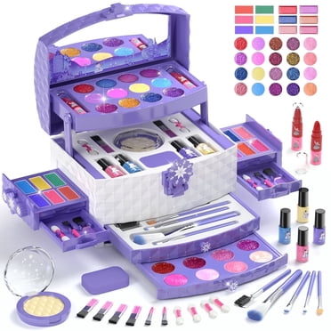 PERRYHOME Kids Makeup Kit for Girl Toys, Kids Makeup Toys WashableLittle Girls Princess Make Up Toys for 4 5 6 7 8 9 Year Old Girl Birthday Gift (Purple)