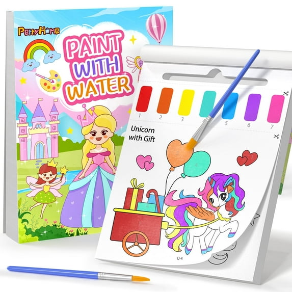 PERRYHOME Paint with Water Coloring Books for Kids,Mess Free Toddler Watercolor Painting Set,Unicorn Arts and Crafts Toys-Birthday Christmas Gifts for Toddlers Girls Ages 3 4 5 6 7 8