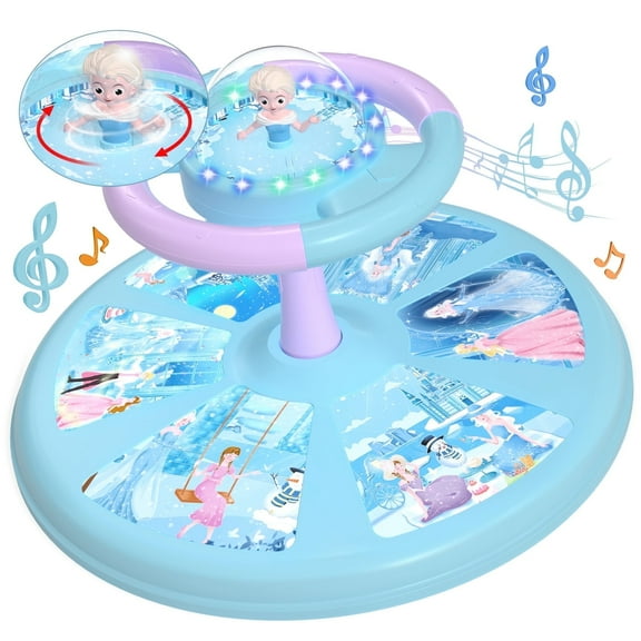 PERRYHOME Snow Princess Sit and Spin Toys for Toddlers, Birthday Gift for kids Age 2-4 with 4 Game Modes LED Light and Music, 360 Twister Toy