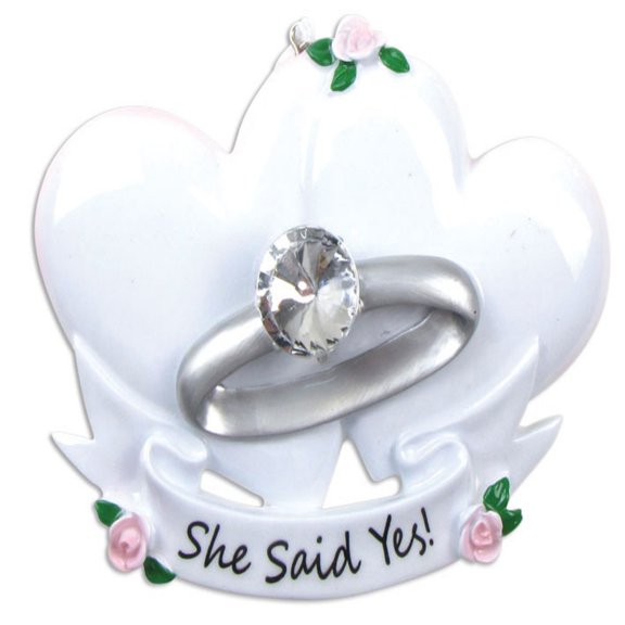 She Said Yes! Engagement Ring Personalized Christmas Ornament Kit